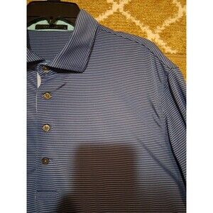 Greyson Polo Shirt Men's Large Blue Striped Stretch